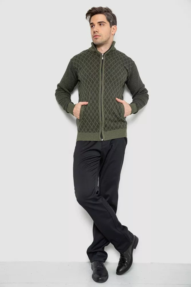 Купити Кофта чоловіча на блискавці з кишенями 161R1053 -уцінка, колір хакі, 161R1013-U-3 - Фото №2