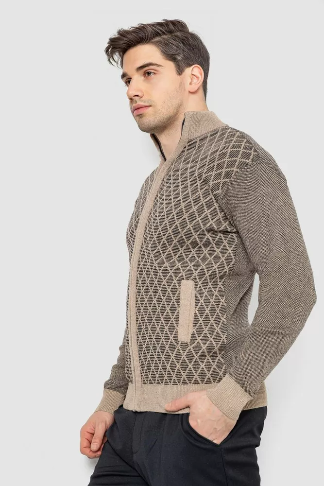 Купити Кофта чоловіча на блискавці з кишенями 161R1053 -уцінка, колір бежевий, 161R1013-U-2 - Фото №3