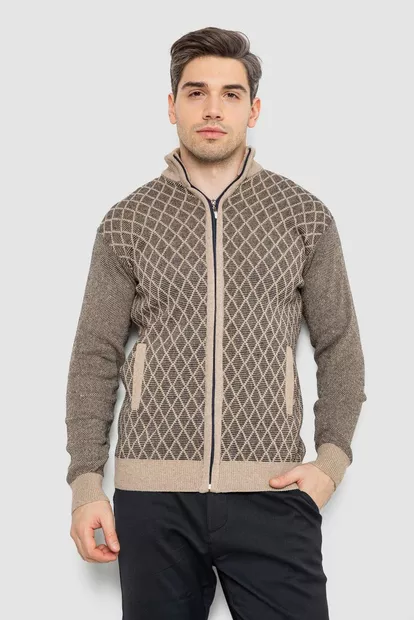 Кофта чоловіча на блискавці з кишенями 161R1053 -уцінка, колір бежевий, 161R1013-U-2