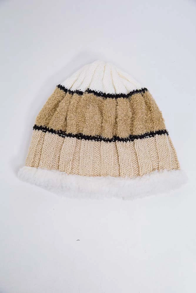 Купить Детская шапка, бежевого цвета, из шерсти, 167R7777 - Фото №1