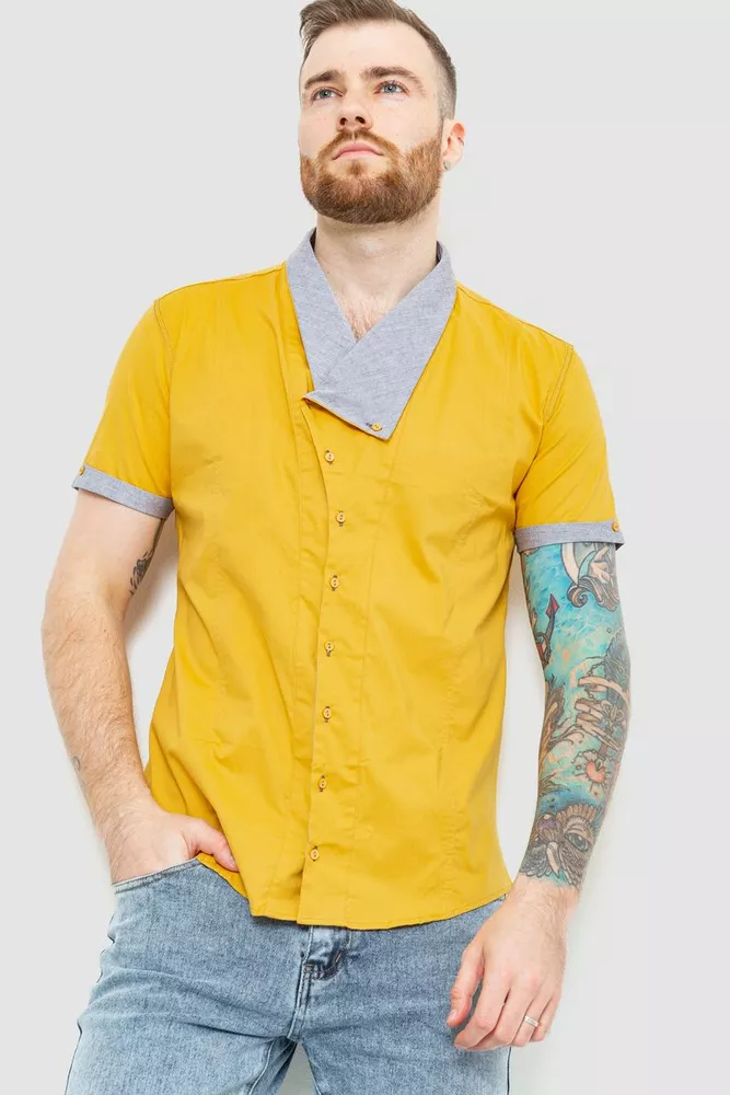 Купить Рубашка мужская, цвет горчичный, 186R7118 - Фото №1