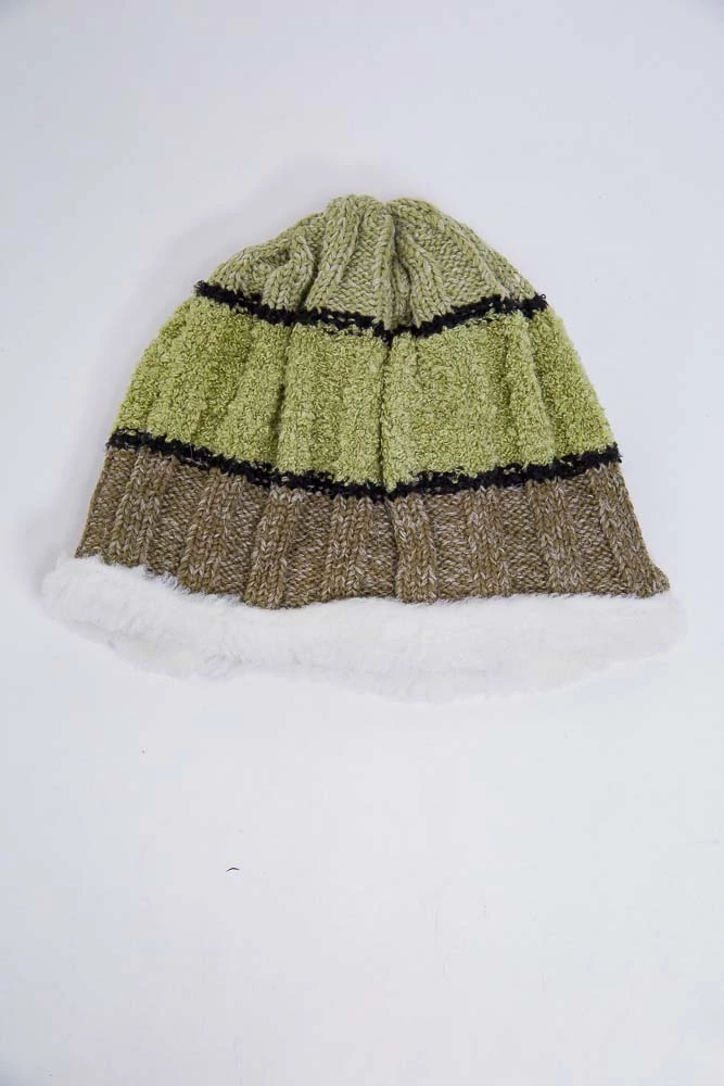 Купити Дитяча шапка, зеленого кольору, з вовни, 167R7777 оптом - Фото №1