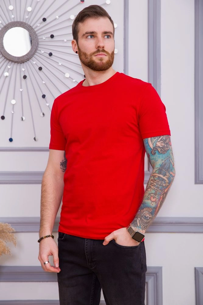 Купить Однотонная мужская футболка, красного цвета, 194R2101 оптом - Фото №1