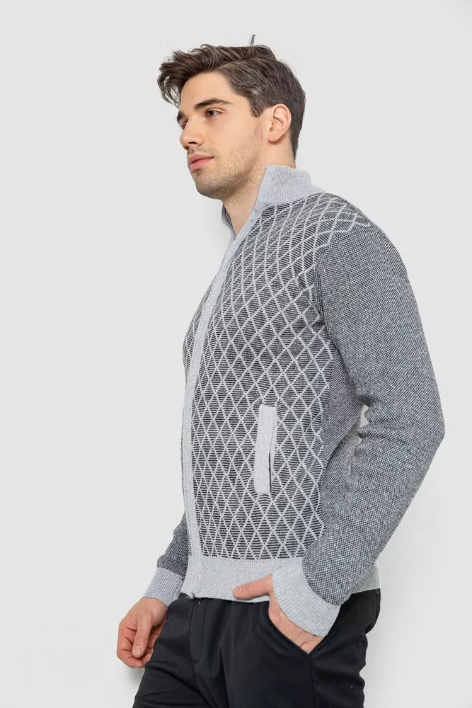 Купити Кофта чоловіча на блискавці з кишенями 161R1053 -уцінка, колір сірий, 161R1013-U - Фото №3