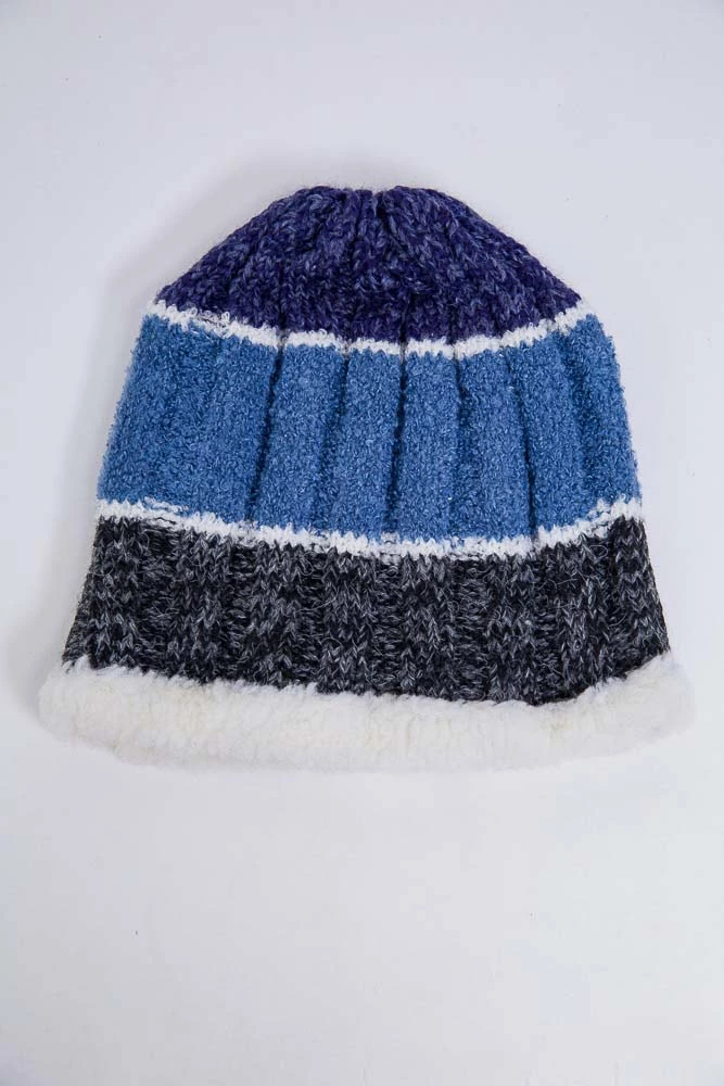 Купить Детская шапка, серо-синего цвета, из шерсти, 167R7777 оптом - Фото №1