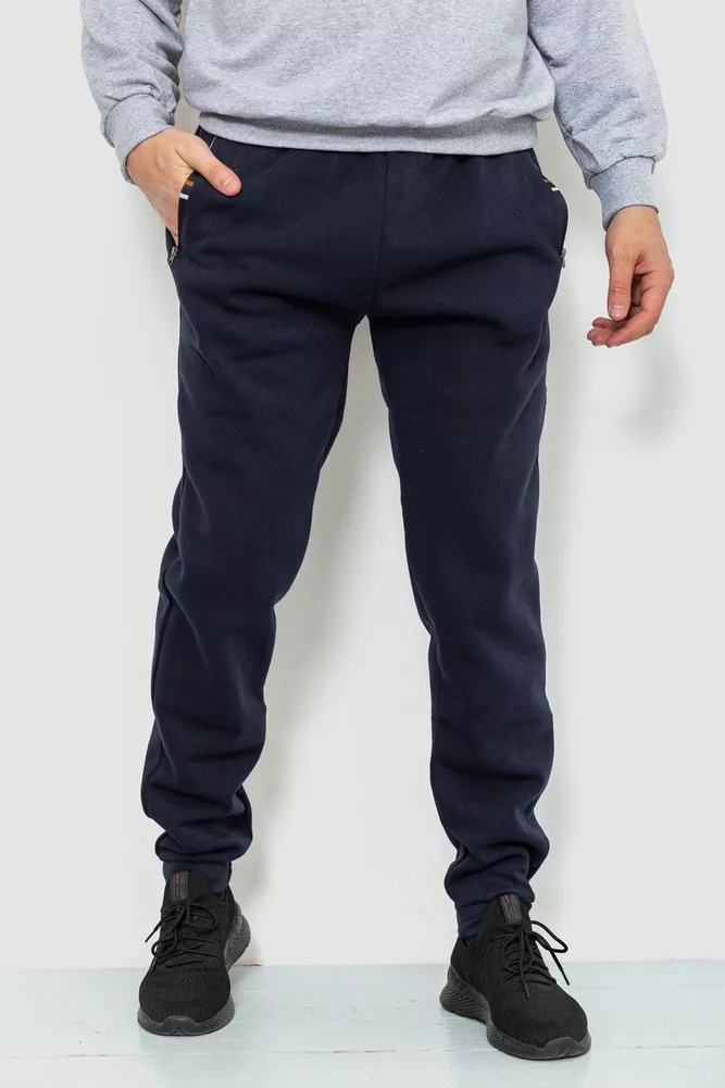 Купить Спорт штани мужские на флисе, цвет темно-синий, 244R41269 - Фото №1