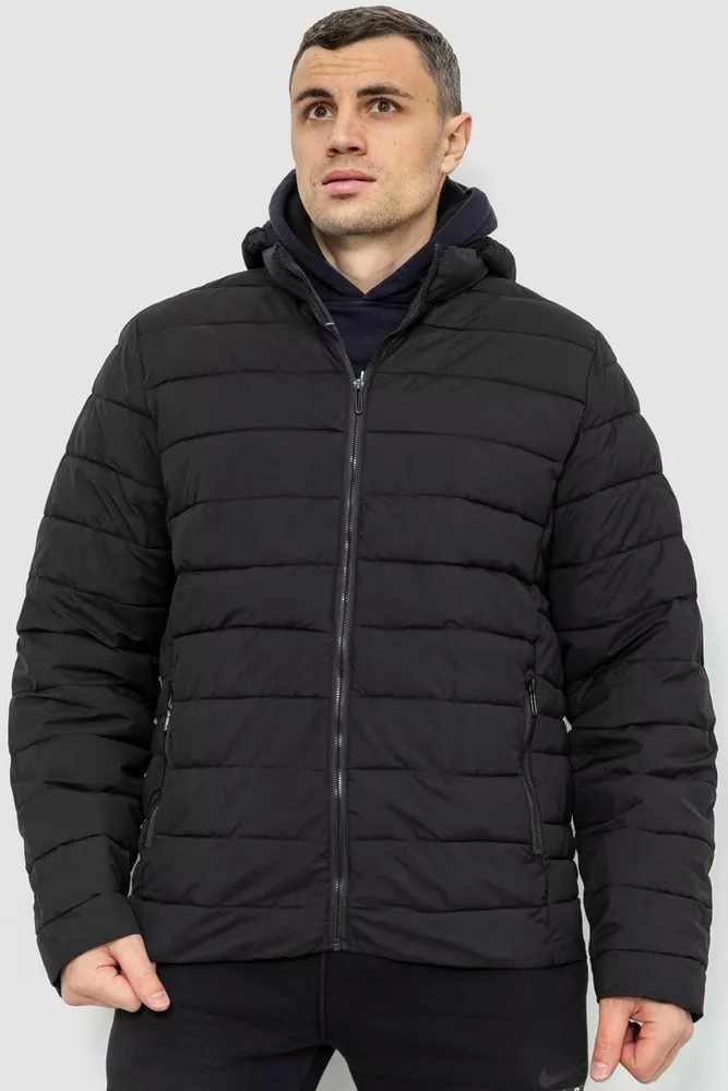 Купить Куртка мужская демисезонная с капюшоном, цвет черный, 234R88984 оптом - Фото №1