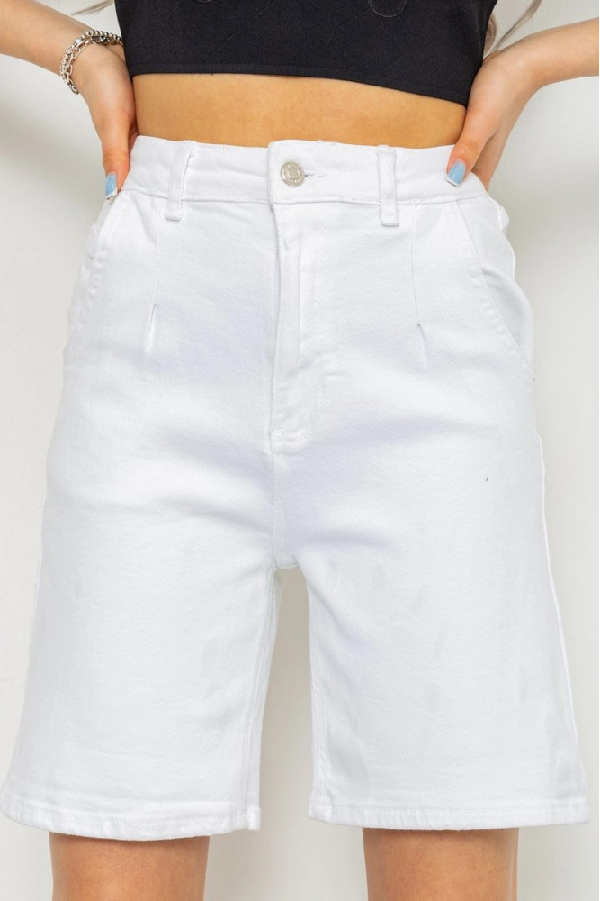 Купити Джинсові шорти жіночі, колір білий, 214R1035-4 - Фото №1