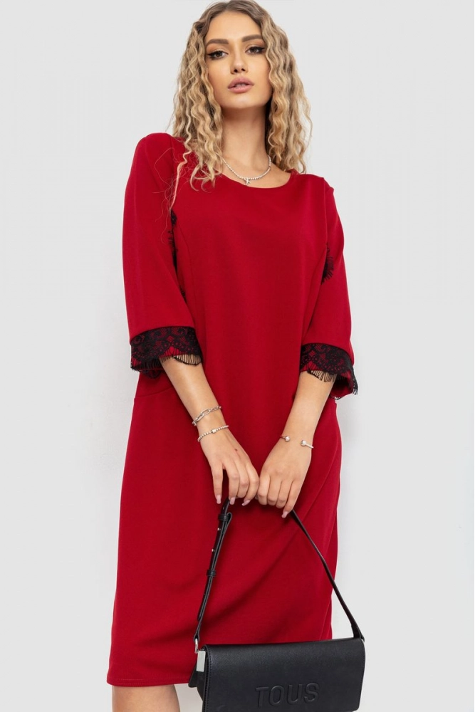 Купити Сукня прямого крою, колір бордовий, 186R46 - Фото №1