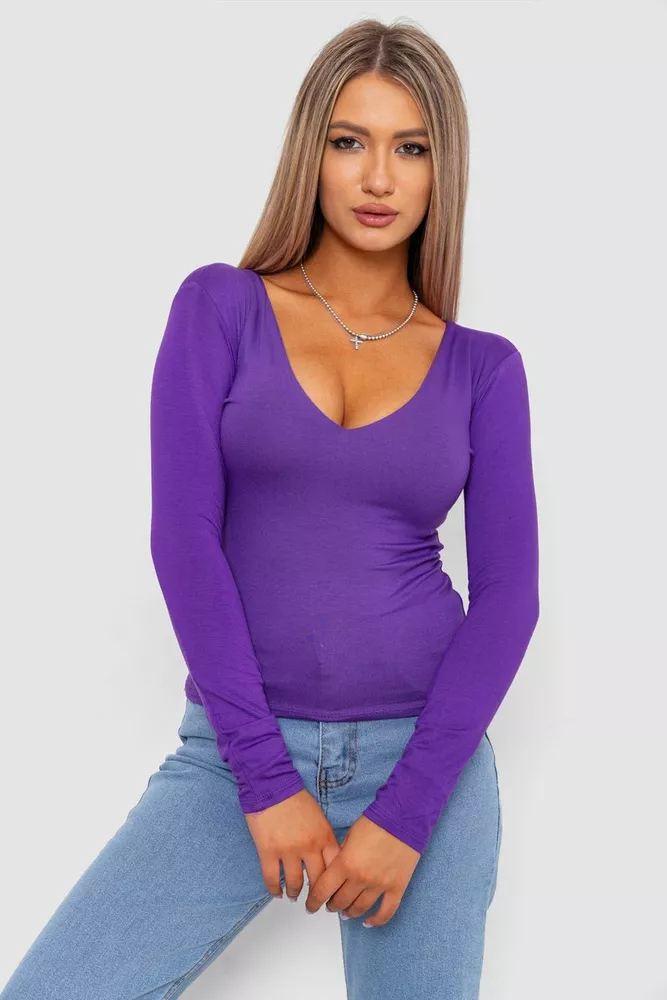 Купити Тонкий жіночий лонгслів, колір фіолетовий, 186R128 оптом - Фото №1