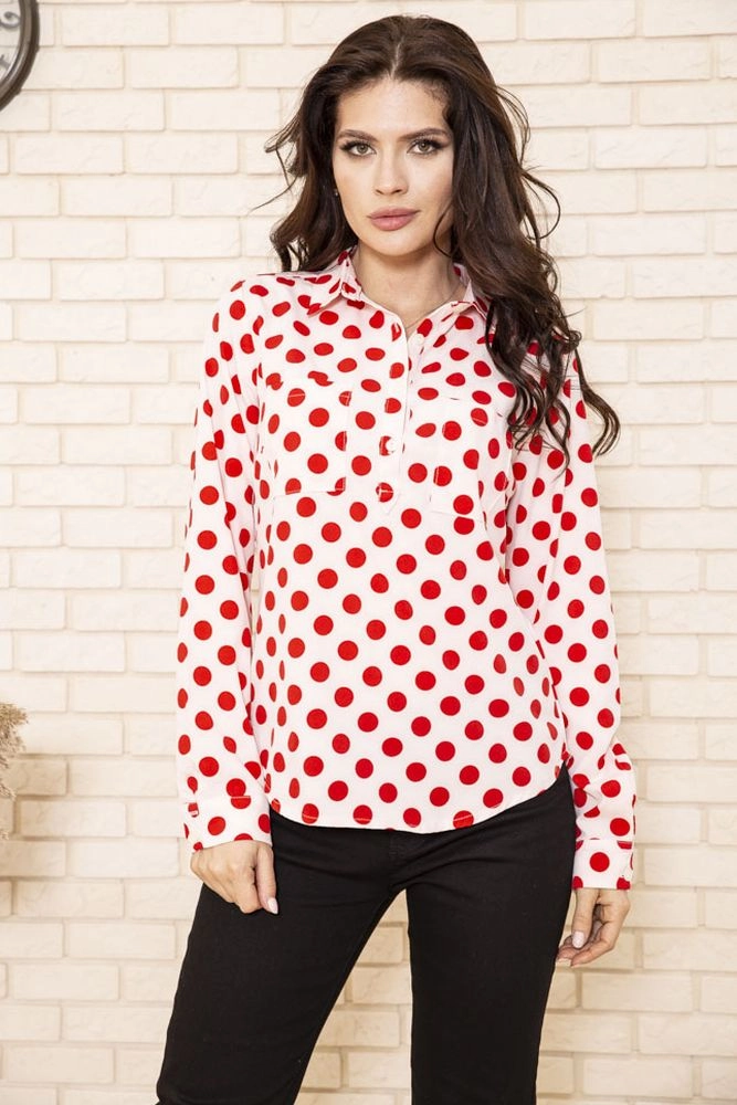 Купити Блузка жіноча, колір біло-червоний, 115R155-10 - Фото №1