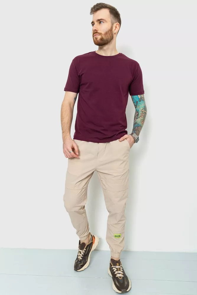 Купить Спорт брюки- джоггеры мужские тонкие стрейчевые, цвет бежевый, 157R101 - Фото №1