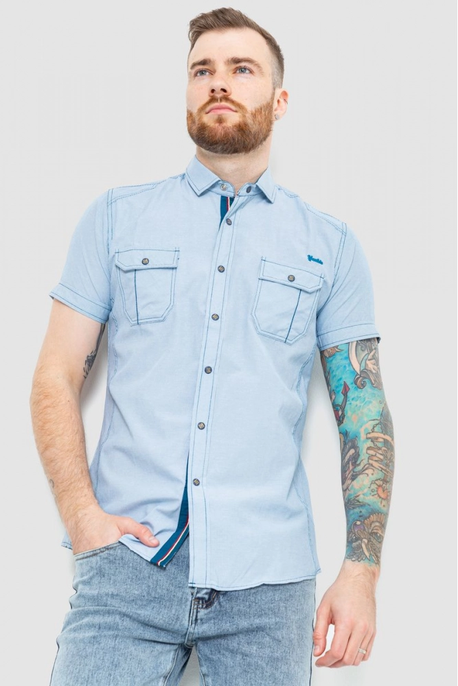 Купить Рубашка мужская в полоску  -уценка, цвет голубой, 186R1429-U - Фото №1