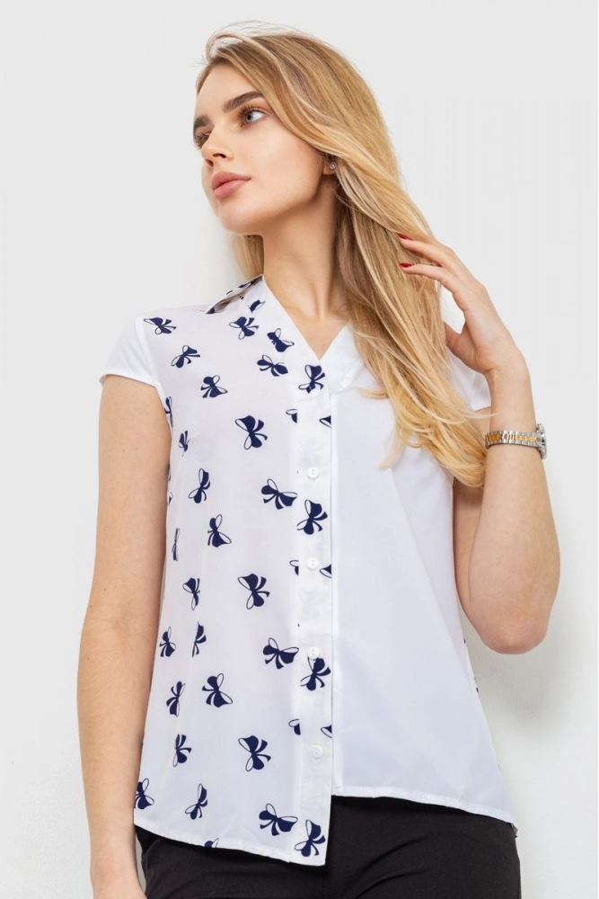 Купить Блуза классическая, цвет бело-синий, 230R99-4 - Фото №1