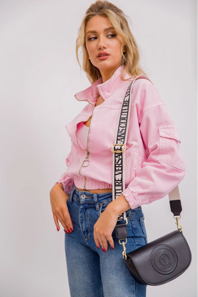 Купити Джинсова куртка, колір рожевий, 157R317 - Фото №1