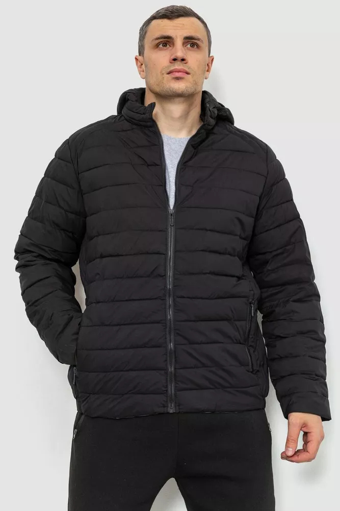 Купить Куртка мужские демисезонная с капюшоном, цвет черный, 214R8891 - Фото №1