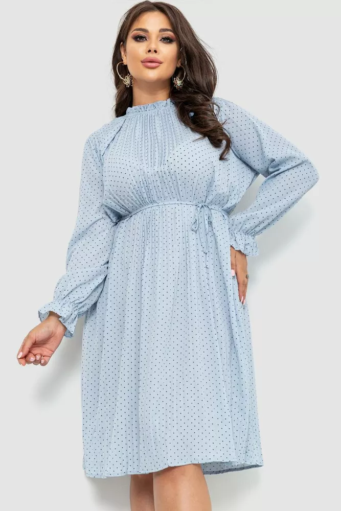 Купити Сукня вільного крою шифонова, колір блакитний, 204R701-1 - Фото №1
