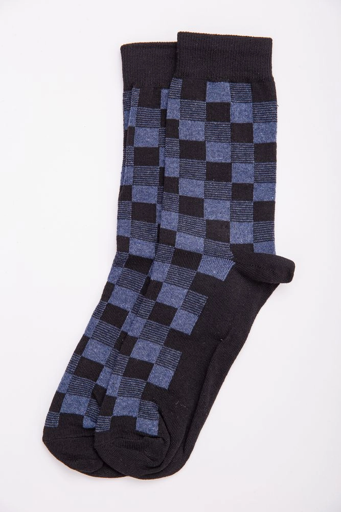 Купити Чоловічі шкарпетки середньої довжини в синьо-чорну клітку 131R137295 оптом - Фото №1