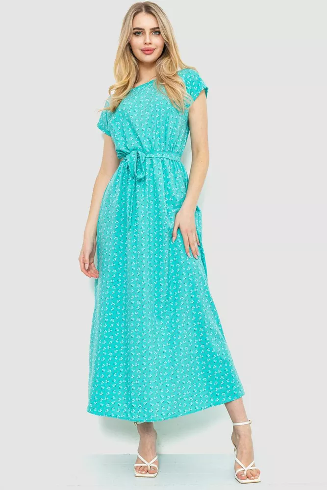 Купить Платье с цветочным принтом, цвет мятный, 214R055 - Фото №1