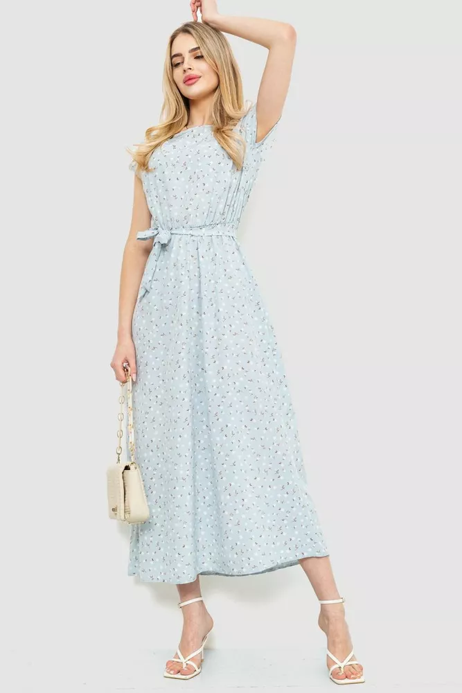 Купити Сукня з квітковим принтом, колір світло-блакитний, 214R055 оптом - Фото №1