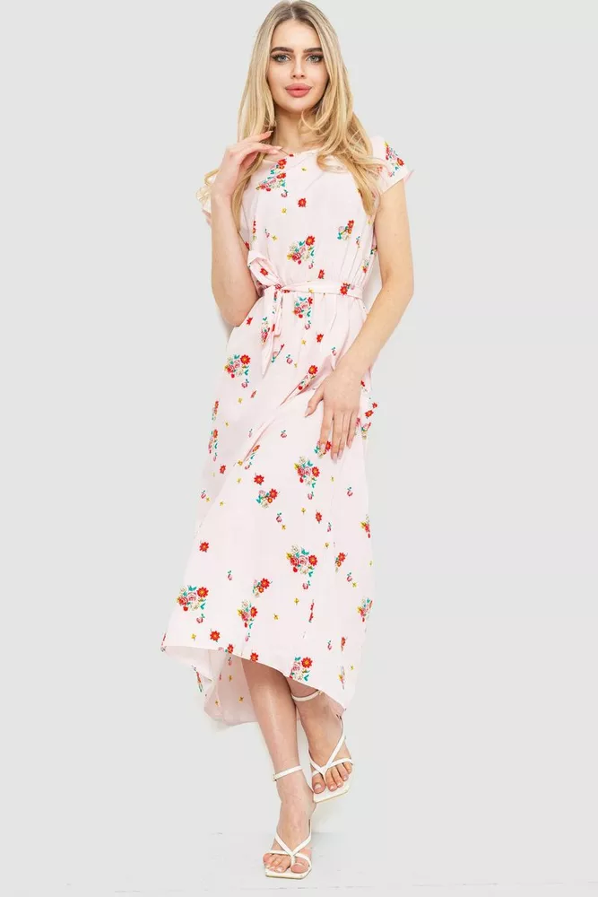Купить Платье с цветочным принтом, цвет розовый, 214R055 оптом - Фото №1