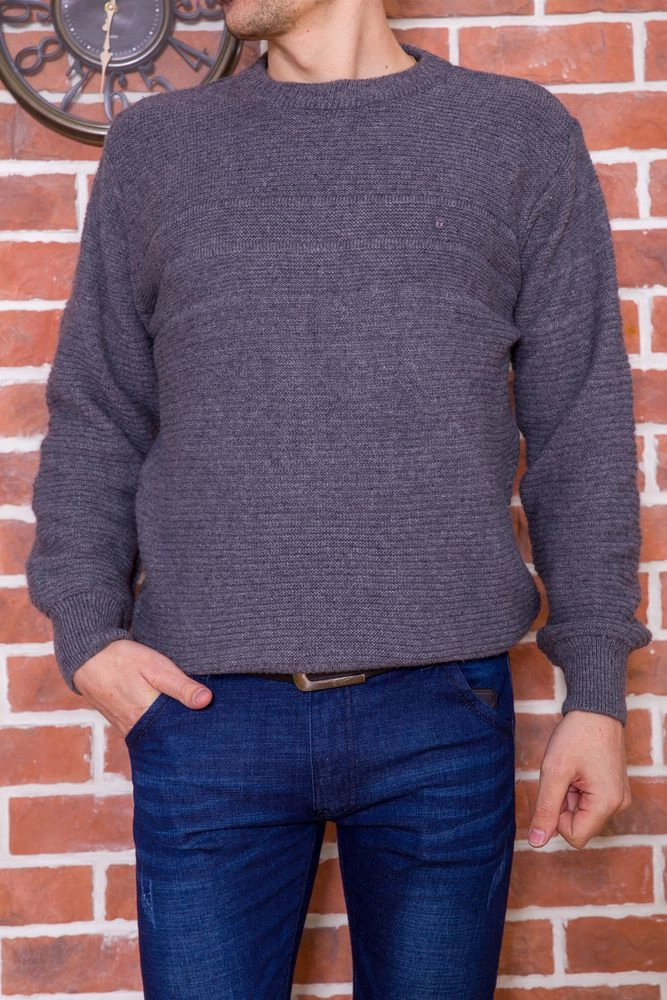 Купити Чоловічий трикотажний светр темно-синього кольору 192R511 - Фото №1
