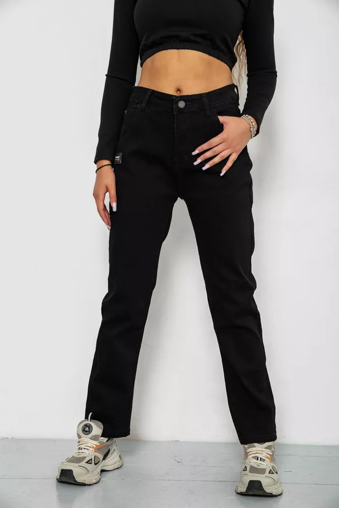 Купити Джинси жіночі стрейч, колір чорний, 182R6023 оптом - Фото №1