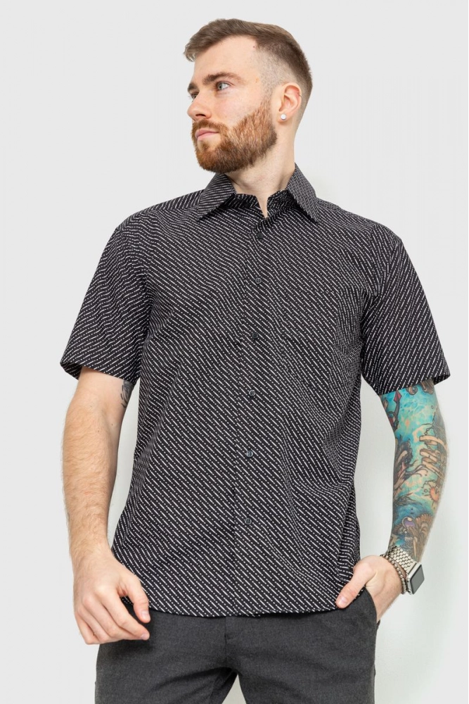 Купить Рубашка мужская в полоску, цвет черно-белый, 167R974 - Фото №1