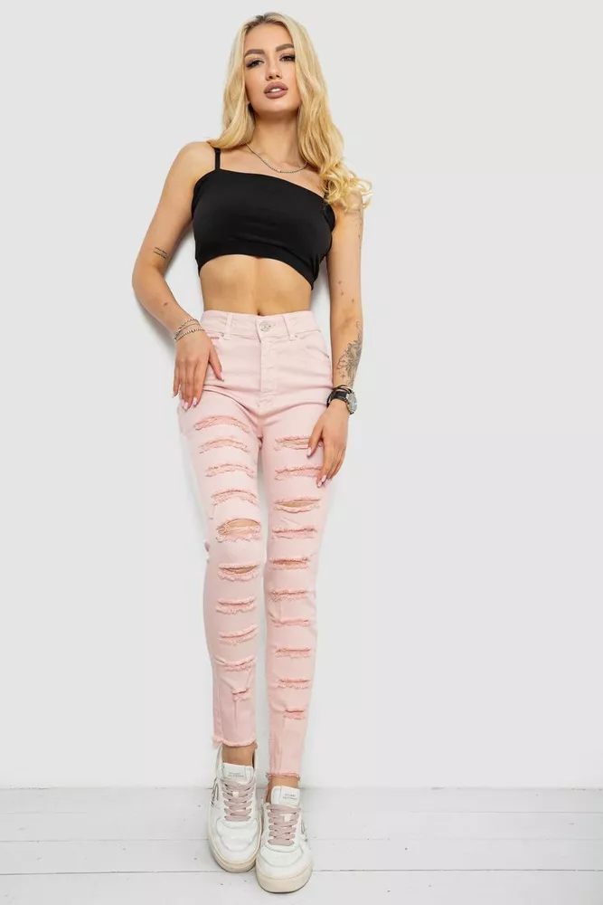 Купити Джинси жіночі Slim Fit  -уцінка, колір пудровий, 182R1171-U - Фото №2