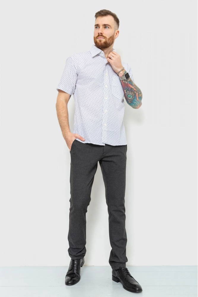 Купить Рубашка мужская в полоску, цвет бело-черный, 167R974 - Фото №1