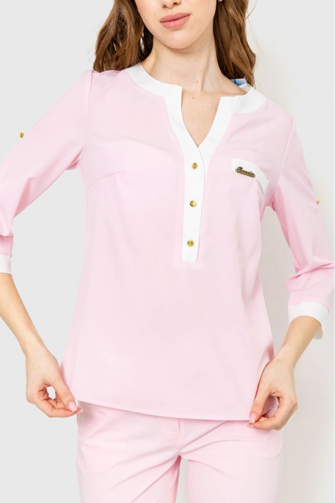 Купити Блуза класична, колір рожево-білий, 230R154 - Фото №1