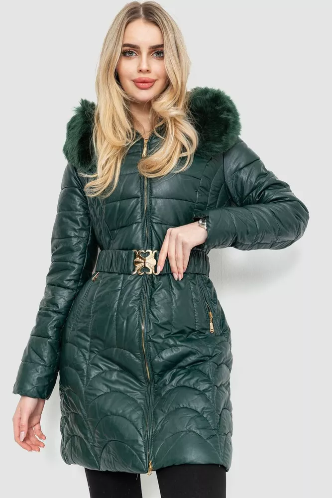 Купити Куртка жіноча зимова, колір темно-зелений, 244R709 - Фото №1
