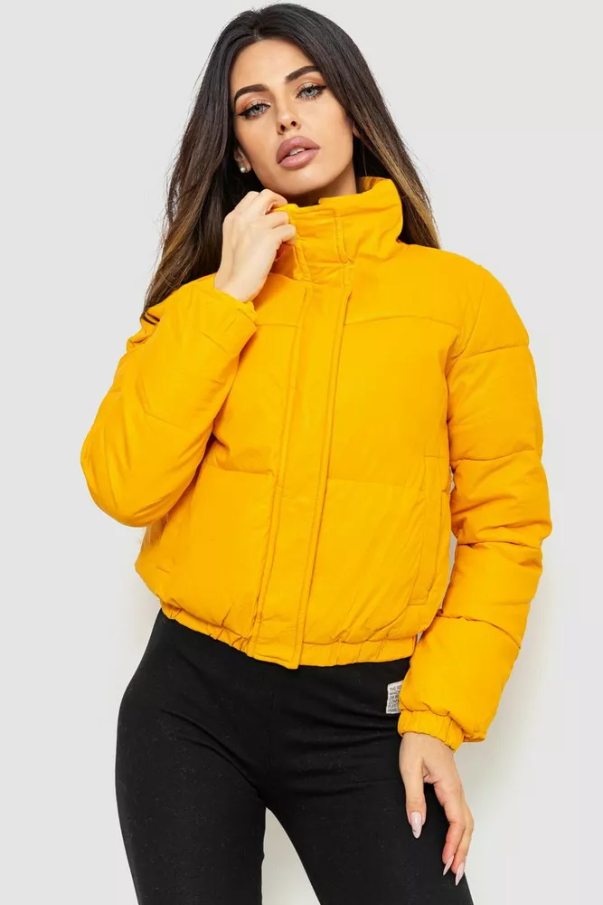 Купить Куртка женская из эко-кожи на синтепоне, цвет желтый, 129R2810 - Фото №1