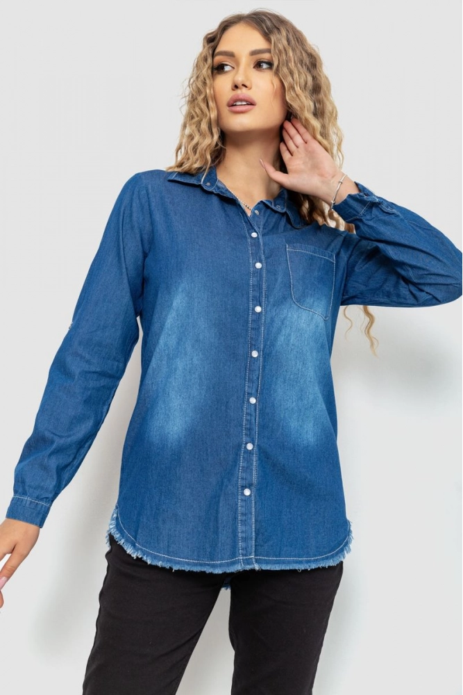 Купить Рубашка женская джинсовая, цвет синий, 235R3629 оптом - Фото №1