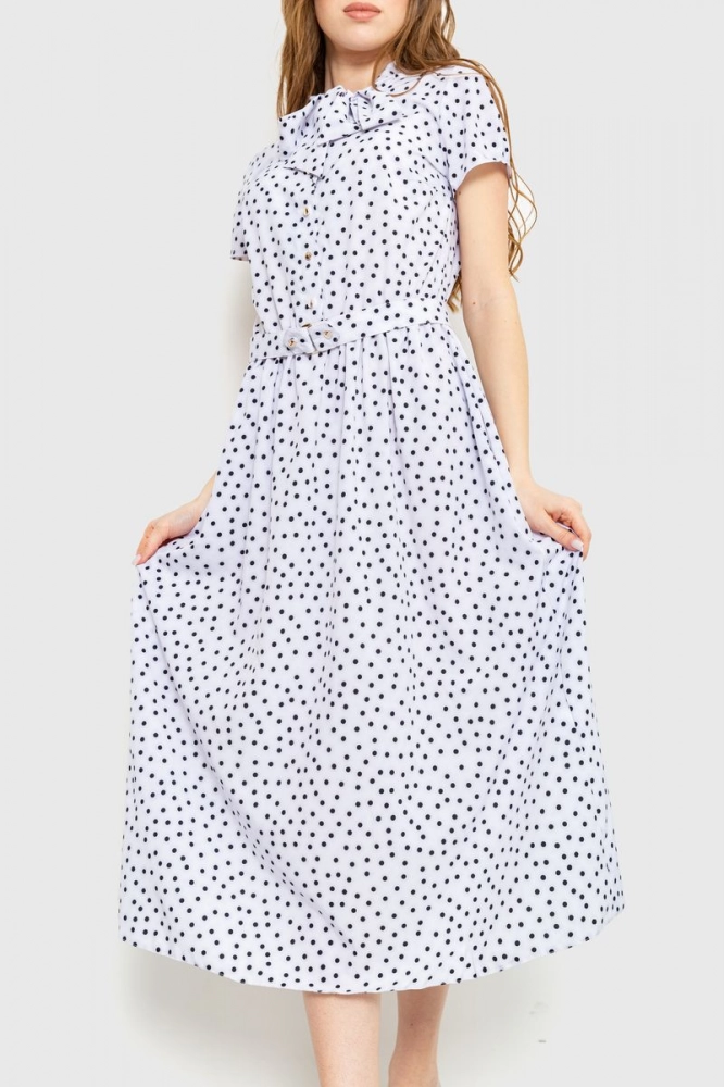 Купити Сукня у горох  -уцінка, колір білий, 230R027-4-U - Фото №1