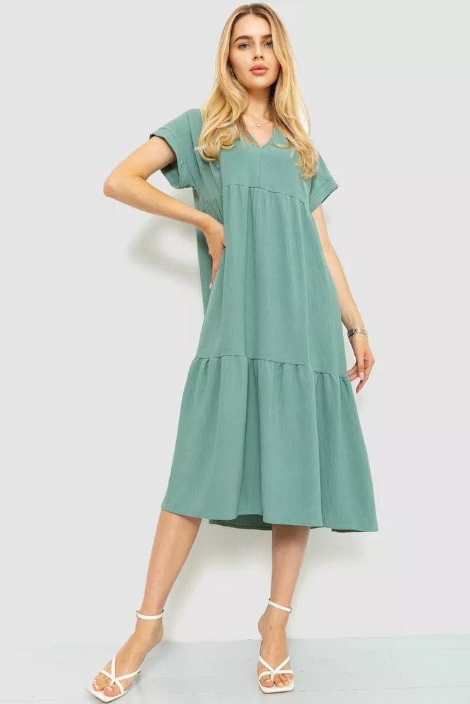 Купить Платье свободного кроя, цвет оливковый, 230R030 - Фото №1