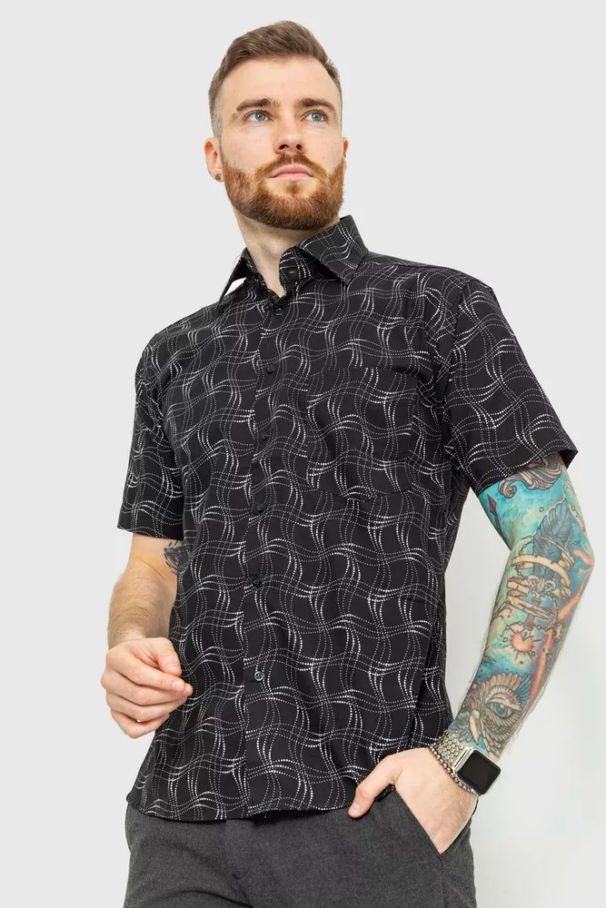 Купить Рубашка мужская с принтом, цвет черно-белый, 167R969 - Фото №1
