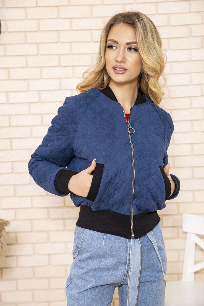 Купити Куртка бомбер жіноча стьобана колір Світло-синій 119R263 - Фото №1