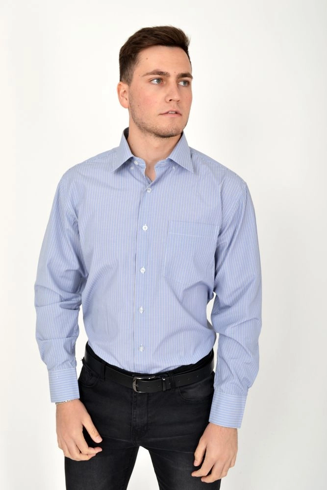 Купити Класична чоловіча сорочка бузкова з довгими рукавами 17#LS оптом - Фото №1