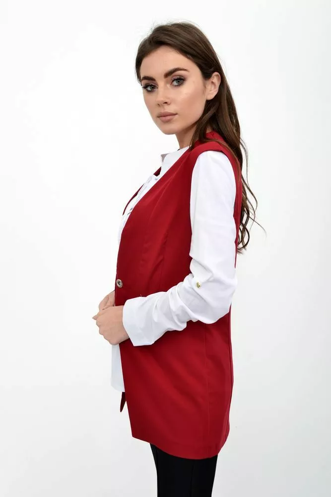 Купить Бордовый жилет-кардиган женский, офисный  115R339 - Фото №1