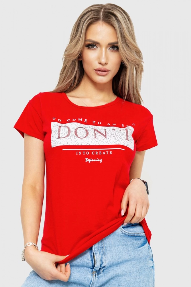Купити Жіноча футболка, колір червоний, 190R107 оптом - Фото №1