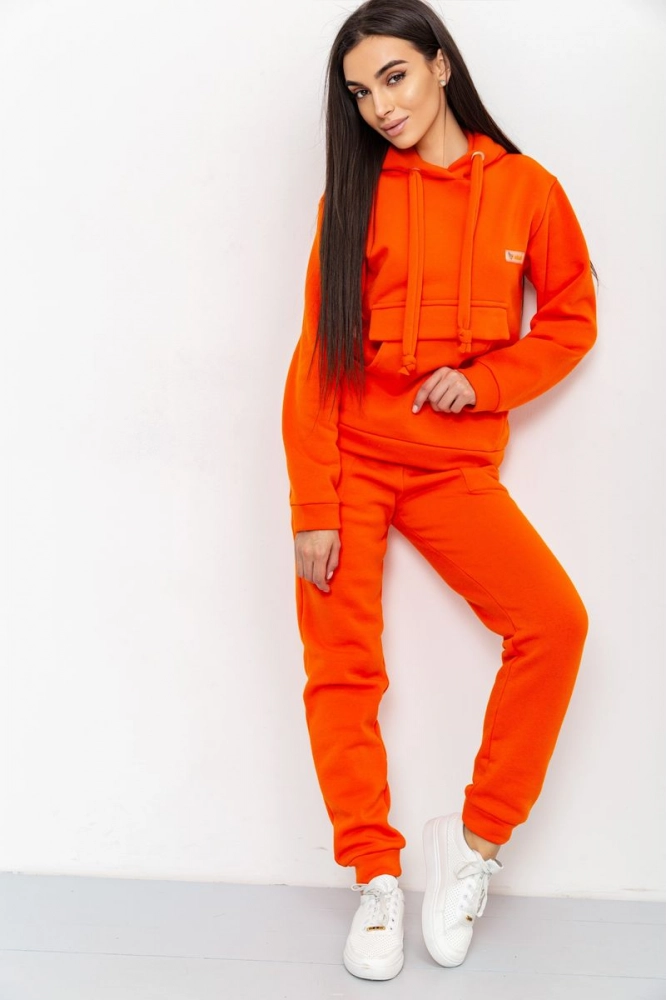 Купить Спорт костюм женский на флисе, цвет оранжевый, 112R534 - Фото №1