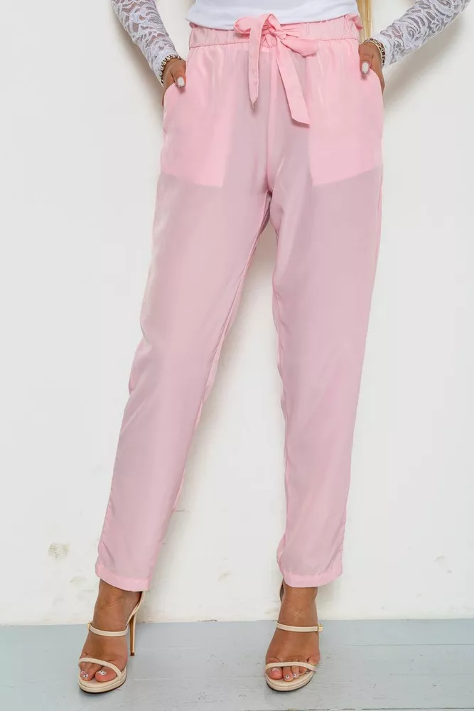 Купити Штани жіночі шифонові, колір рожевий, 244R285 - Фото №1