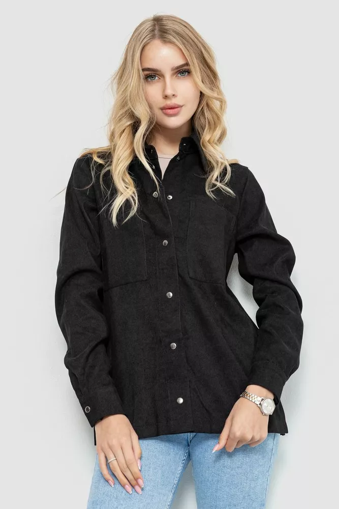 Купить Рубашка женская вельветовая, цвет черный, 102R269 - Фото №1