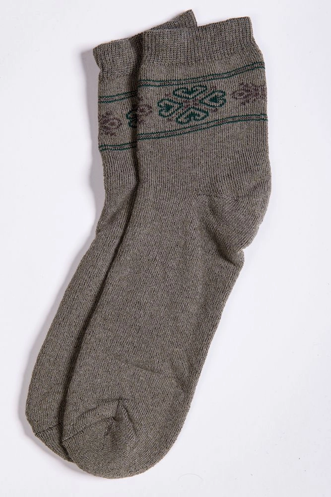 Купити Зимові махрові шкарпетки кольору хакі для жінок 151R6004 - Фото №1