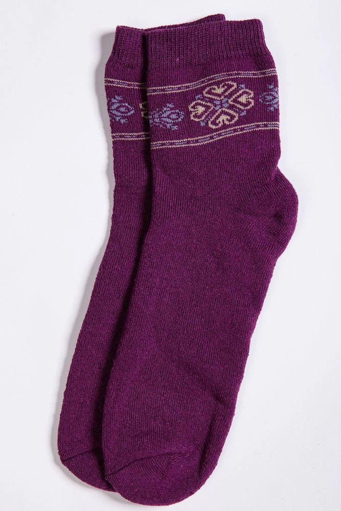 Купити Зимові махрові шкарпетки бордового кольору для жінок 151R6004 оптом - Фото №1