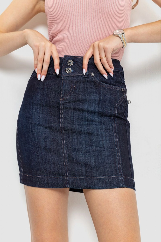 Купить Юбка джинсовая прямого кроя, цвет темно-синий, 201R359-3 оптом - Фото №1