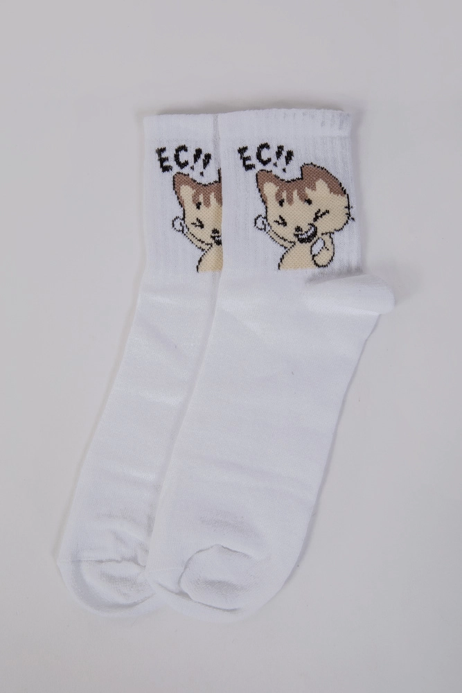 Купити Білі жіночі шкарпетки з принтом 151R100-3 - Фото №1