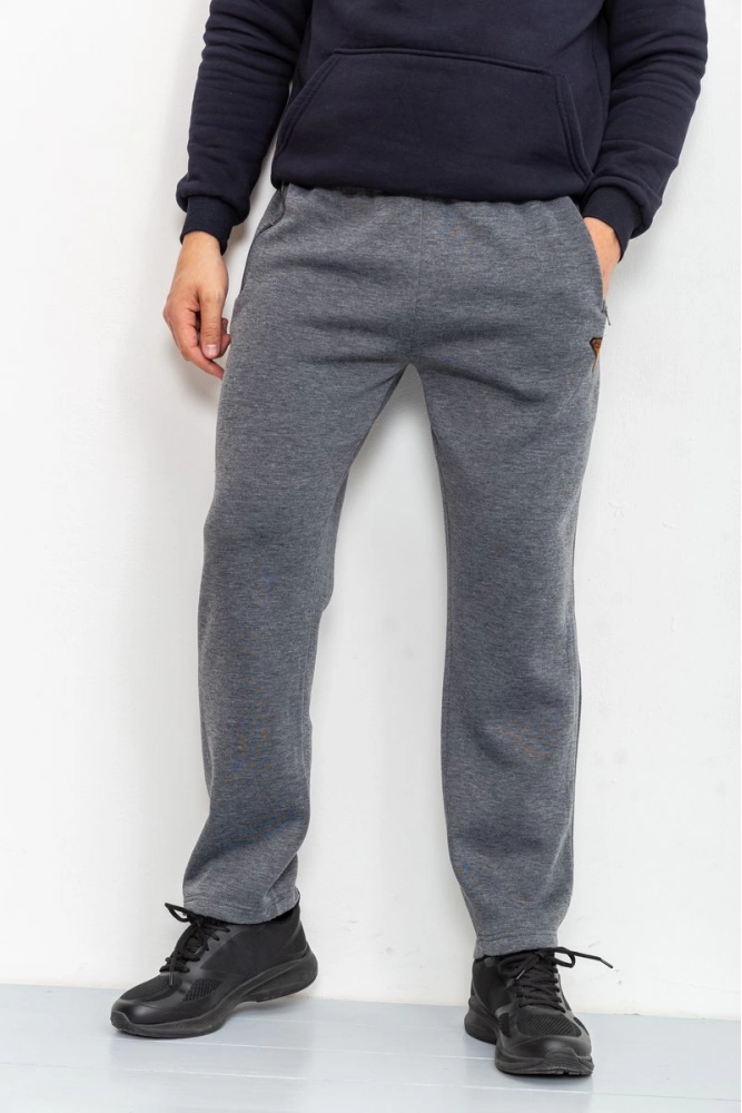 Купить Спорт штаны мужские на флисе, цвет темно-серый, 184R8726 - Фото №1