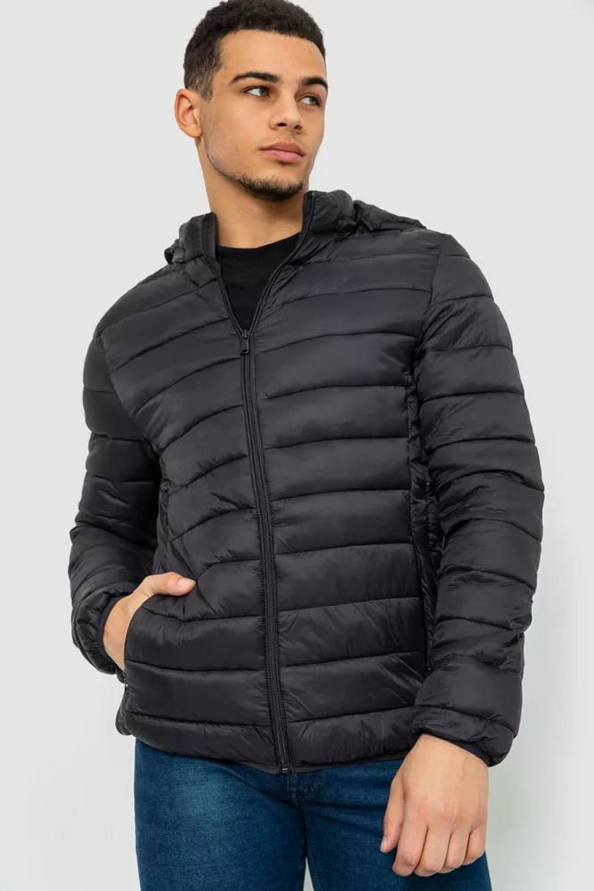 Купить Куртка мужская демисезонная с капюшоном, цвет черный, 129R23-4 - Фото №1
